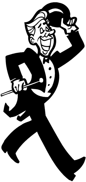 Dancing man in tux vinyl sticker. Customize on line. Dancing 028-0094